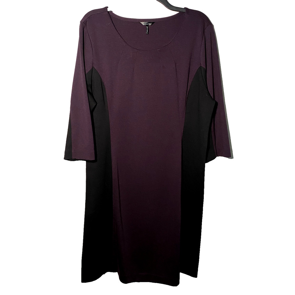 Daisy Fuentes - Silhouette Black and Purple Shift Dress - New SIZE XL